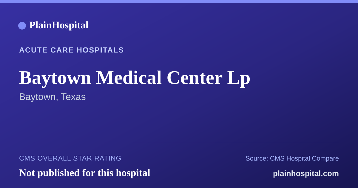 Summary card for Baytown Medical Center Lp