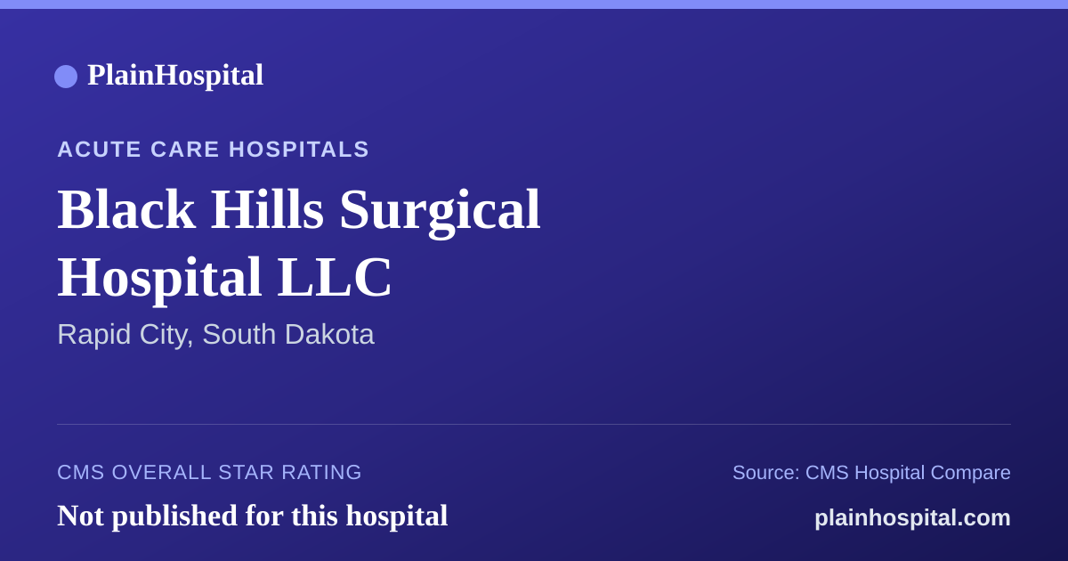 Summary card for Black Hills Surgical Hospital LLC