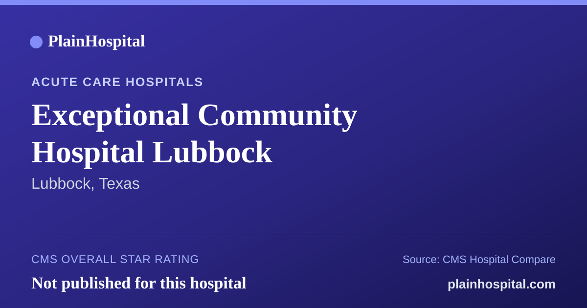 Summary card for Exceptional Community Hospital Lubbock