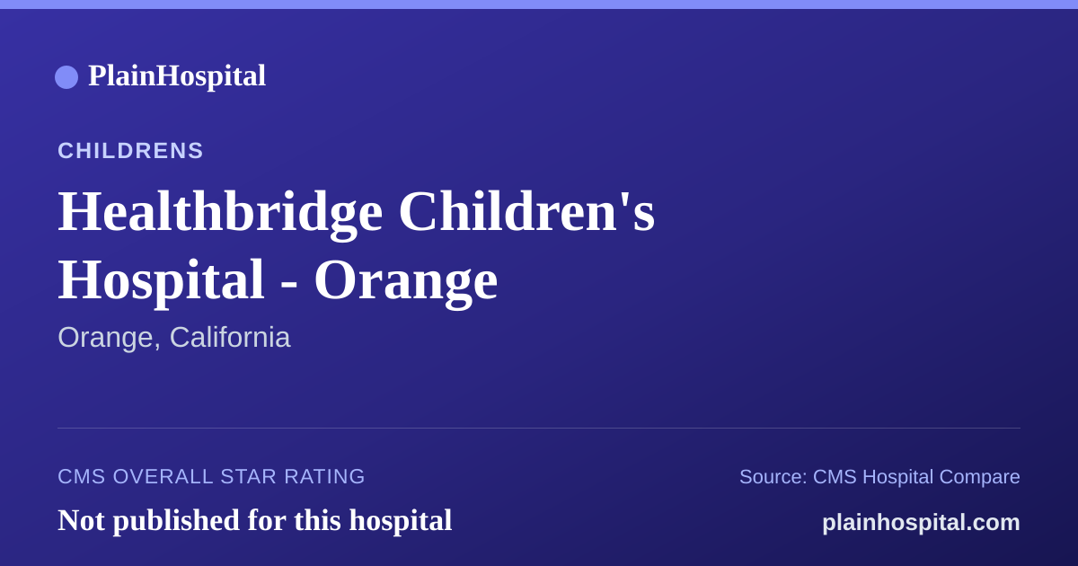 Summary card for Healthbridge Children's Hospital - Orange