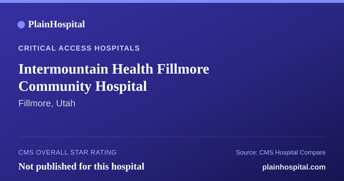 Summary card for Intermountain Health Fillmore Community Hospital
