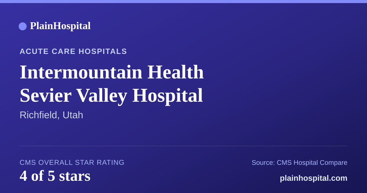 Summary card for Intermountain Health Sevier Valley Hospital