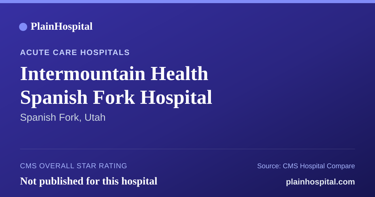 Summary card for Intermountain Health Spanish Fork Hospital