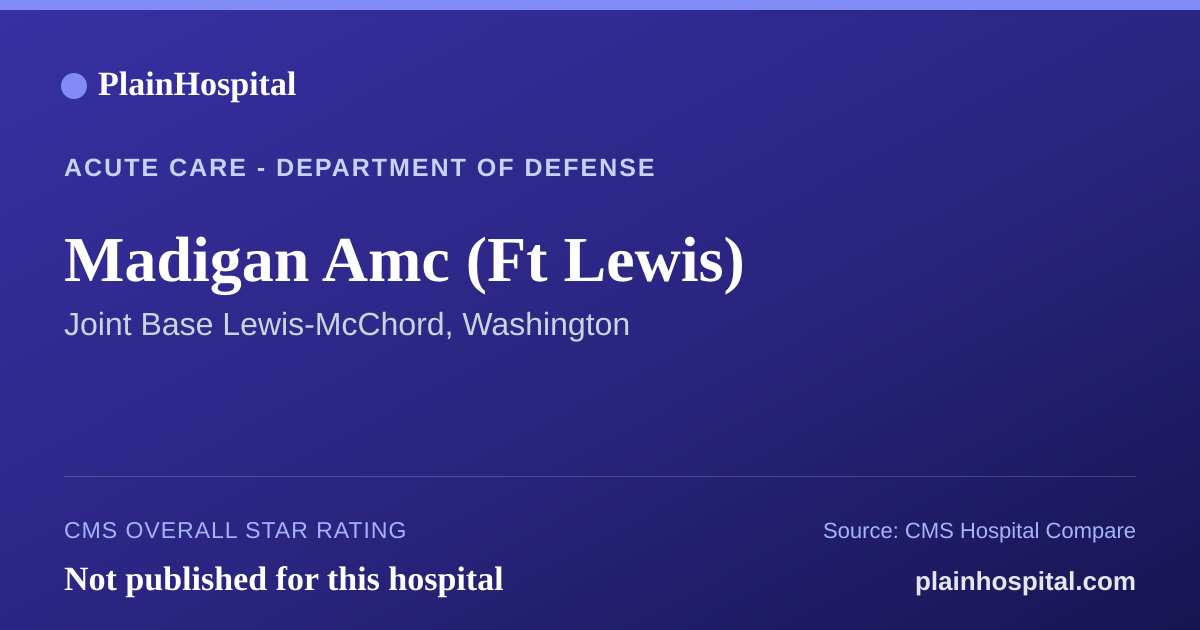Summary card for Madigan Amc (Ft Lewis)
