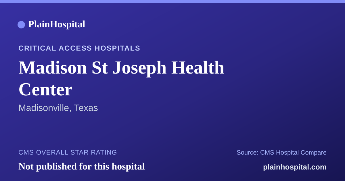 Summary card for Madison St Joseph Health Center
