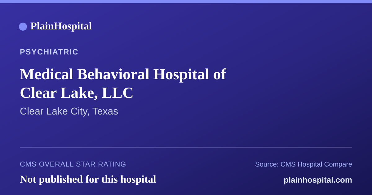Summary card for Medical Behavioral Hospital of Clear Lake, LLC