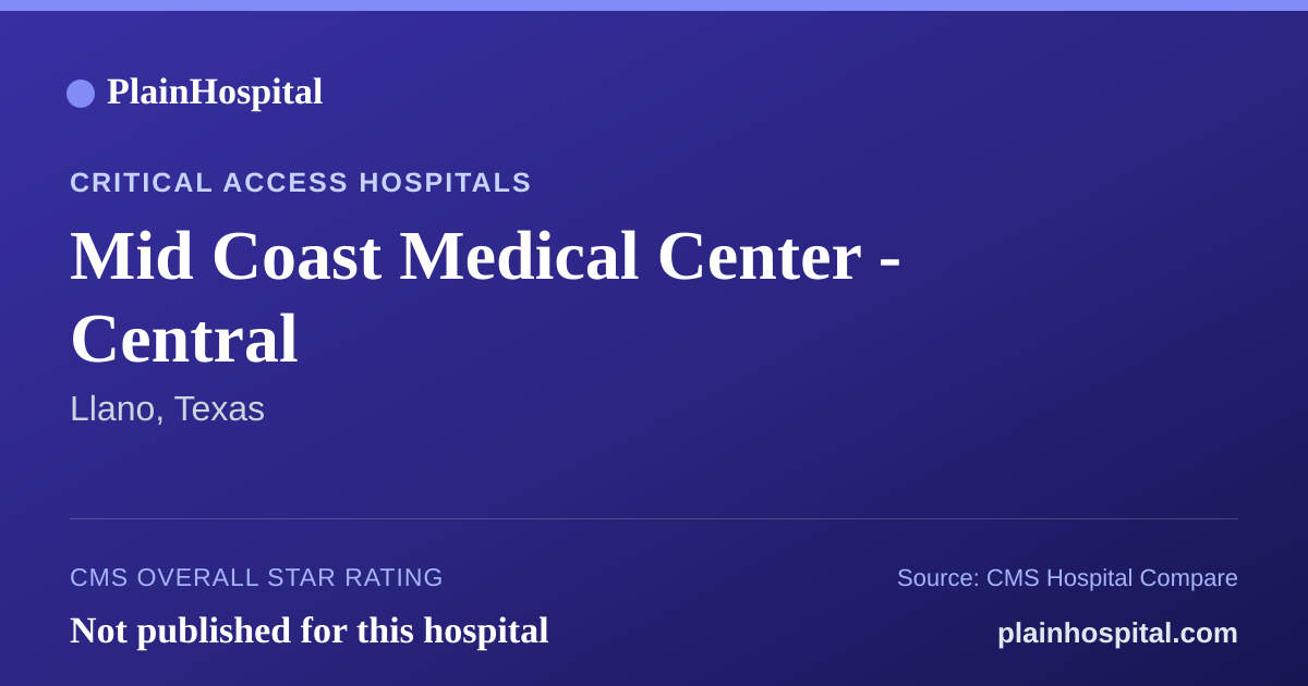 Summary card for Mid Coast Medical Center - Central