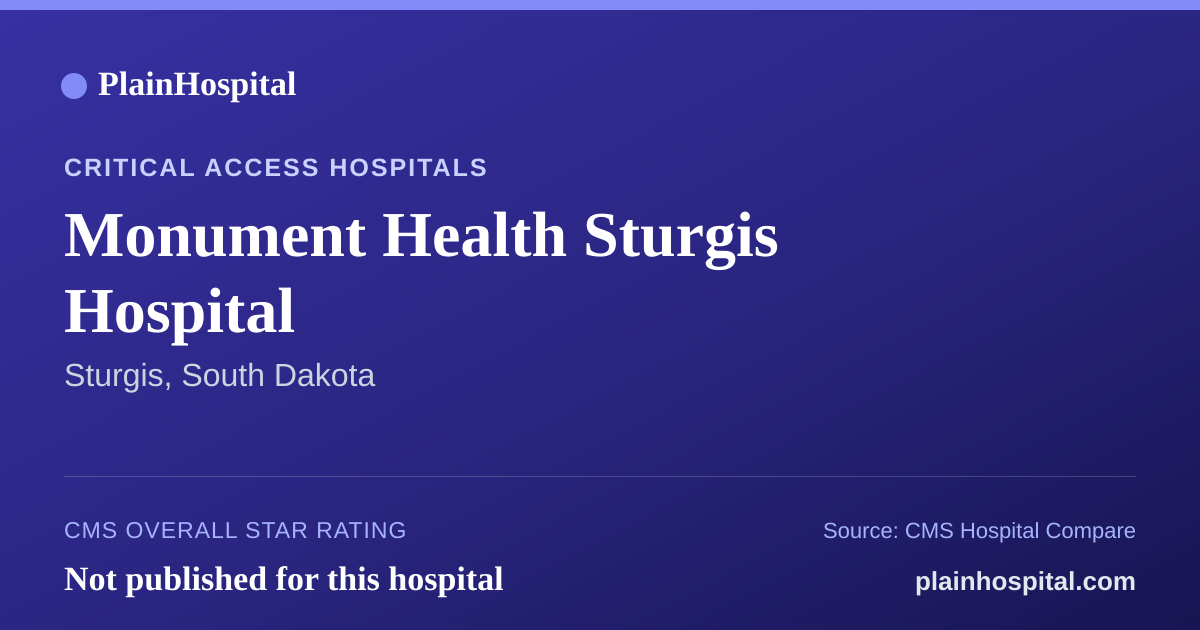 Summary card for Monument Health Sturgis Hospital