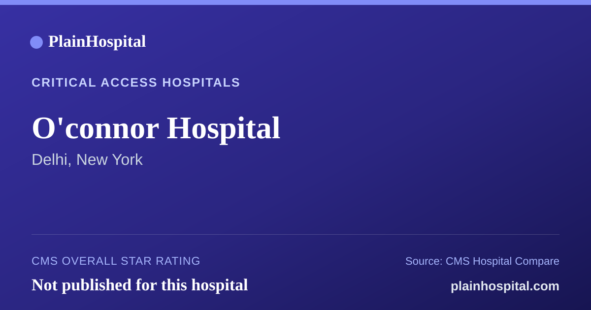 Summary card for O'connor Hospital
