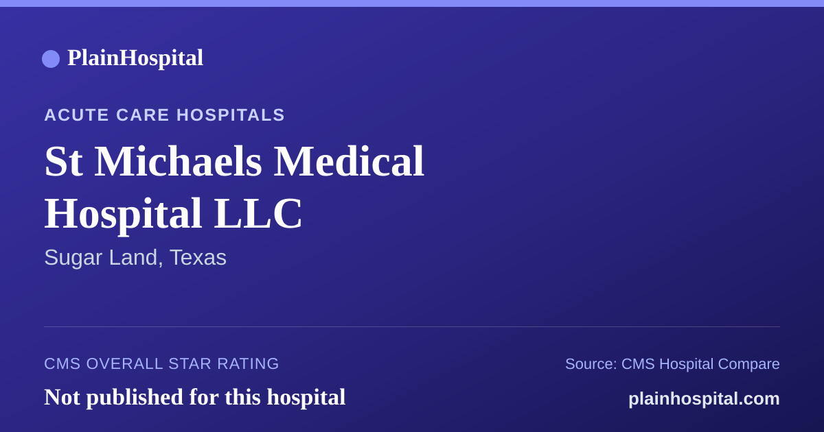 Summary card for St Michaels Medical Hospital LLC