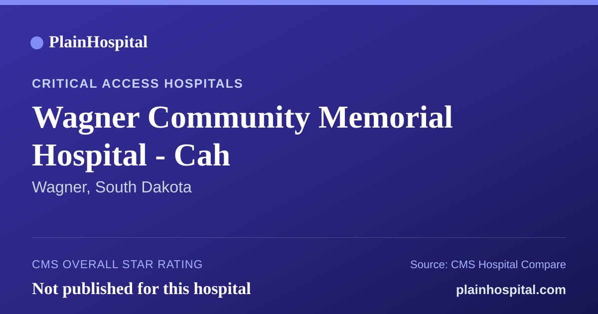 Summary card for Wagner Community Memorial Hospital - Cah